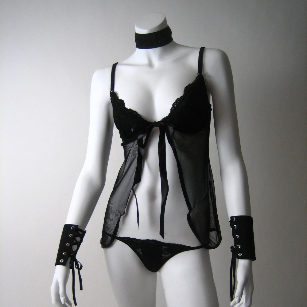 New sexy black sheer babydoll lingerie